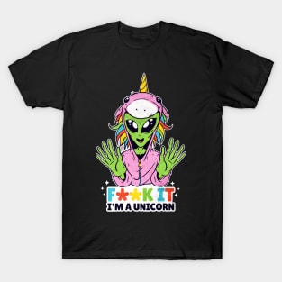 Alien Trying To Be A Unicorn Funny Cute Artwork T-Shirt